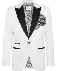 Philipp Plein - Blazer Met Puntige Revers En Patch - Lyst
