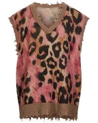 R13 - Gerafelde Trui Met Luipaardprint - Lyst