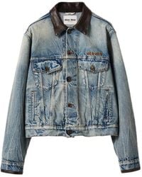 Miu Miu - レザーカラーデニムジャケット - Lyst