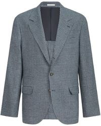 Brunello Cucinelli - Comfort Wool And Cashmere Prince Of Wales Flannel Deconstructed Blazer With Metal Buttons - Lyst