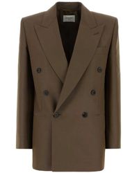 Saint Laurent - Peaked-Lapel Double-Breasted Blazer - Lyst