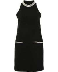 Sandro - Rhinestone-Embellished Round-Neck Stretch-Woven Mini Dress - Lyst