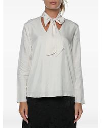 ARMANI EXCHANGE - Pussy-Bow Long-Sleeve Blouse - Lyst