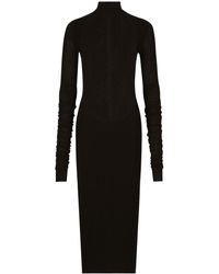 Dolce & Gabbana - Vestido midi con panel de encaje - Lyst