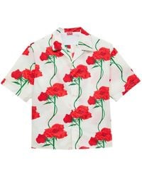 KENZO - Short-Sleeved Hawaiian Shirt With Embroidered Logo - Lyst