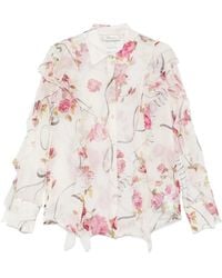 Blumarine - Camicia Floreale Arruffata Con - Lyst