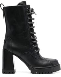 Furla - Climb High Block Heel Hiking Leather Ankle Boots - Lyst