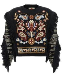 FARM Rio - Cornely Embroidered Fringed Sweater - Lyst