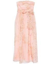 Max Mara - Floral-Print Strapless Dress - Lyst