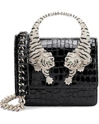 Roberto Cavalli - Croc-Effect Tiger-Handle Clutch Bag - Lyst