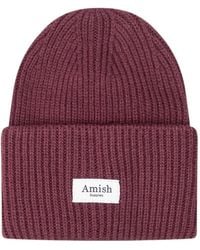 AMISH - Ribbed-Knit Beanie Hat - Lyst