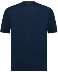 Low Brand - Fine-Knit Ribbed-Trim T-Shirt - Lyst