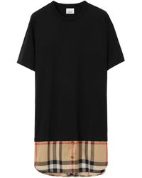 Burberry - Check-panel Cotton T-shirt Dress - Lyst
