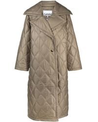 Ganni - Shiny Quilt Coat - Lyst