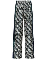 CASABLANCA - Monogram-Print Silk Trousers - Lyst