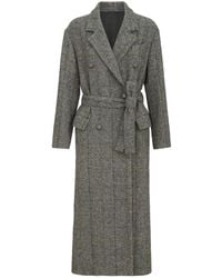 Brunello Cucinelli - Check-Pattern Double-Breasted Coat - Lyst