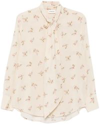 P.A.R.O.S.H. - Floral-Print Pussy-Bow Shirt - Lyst