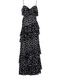 Leslie Amon - Polka-Dot Ruffled Maxi Dress - Lyst
