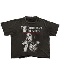 Bottega Desires - Obituary Distressed Graphic-Print T-Shirt - Lyst