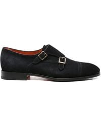 Santoni - Double-Buckle Suede Monk Shoes - Lyst