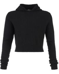 Rick Owens - Knitted Cropped Hoodie - Lyst