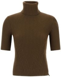 Herno - Ribbed-Knit Short-Sleeved Turtleneck Sweater - Lyst