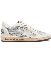 Golden Goose - White Ball Star Glitter Leather Sneakers - Women's - Calf Suede/calf Leather/sequin/rubber - Lyst