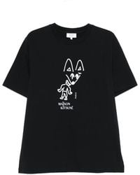 Maison Kitsuné - T-Shirt Mit Fuchs-Print - Lyst