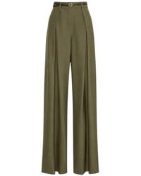 Max Mara - Belted Pleated Wide-Leg Trousers - Lyst