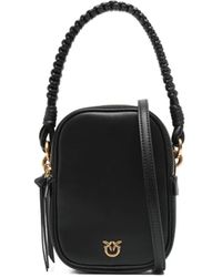 Pinko - Leren Shopper Met Gevlochten Handvat - Lyst