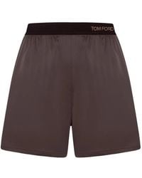 Tom Ford - Silk Logo-Waistband Shorts - Lyst