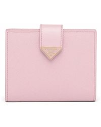 Prada - Small Logo-Plaque Saffiano Wallet - Lyst