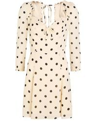 Reformation - Ruffled-Trim Polka-Dot Dress - Lyst