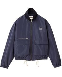 Miu Miu - Logo-Patch Zip-Up Jacket - Lyst