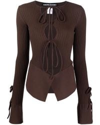 ANDREADAMO - Tie-Fastening Long-Sleeve Knitted Top - Lyst