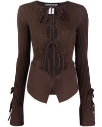 ANDREADAMO - Tie-Fastening Long-Sleeve Knitted Top - Lyst