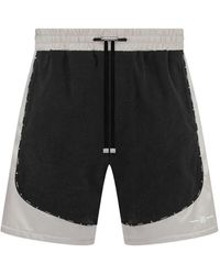 Amiri - Satin-Denim Colour-Block Shorts - Lyst
