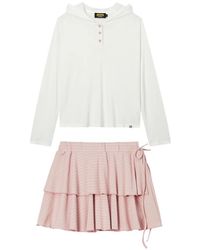Mini Cream - Drop-Shoulder Striped Hoodie And Skirt Set - Lyst