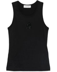 Lanvin - Beaded-Logo Ribbed Tank Top - Lyst