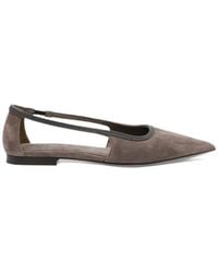 Brunello Cucinelli - Pointed-Toe Suede Ballet Flats - Lyst