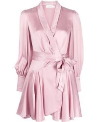 Zimmermann - Silk Wrap Mini Dress - Lyst