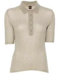 BOSS - Ribbed-Knit Polo Top - Lyst
