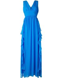 MSGM Frill Plunge Gown - Blauw