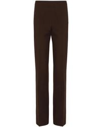 Ferragamo - Mujer Pantalones Rectos Con Pliegue Marrón - Lyst