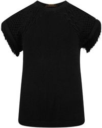 Moorer - Fringe-Trim Cable-Knit Sweater - Lyst