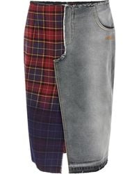 Off-White c/o Virgil Abloh - Patchwork Midi Skirt With Stonewashed Cotton Front - Lyst