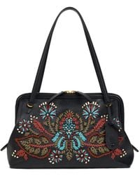 Etro - Embroidered Leather Shoulder Bag - Lyst