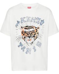 KENZO - Katoenen T-shirt Met Tijgerprint - Lyst