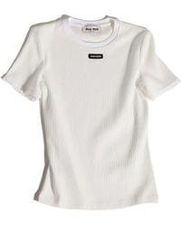 Miu Miu Sailor-collar T-shirt in White | Lyst UK