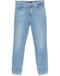 7 For All Mankind - Light Cropped Jeans With Concealed Fly And Cl - Lyst